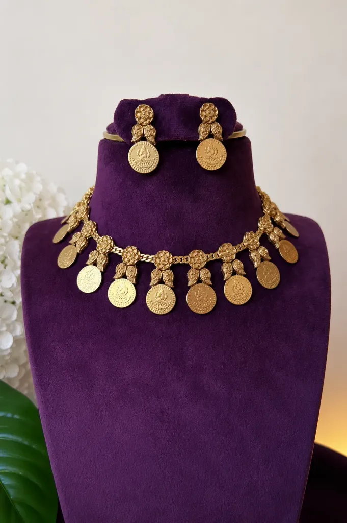 Gold Lakshmi Kasu Choker