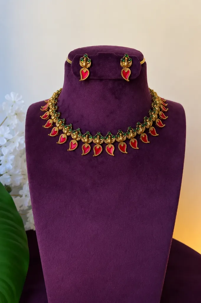 Antique Gold Peacock Choker